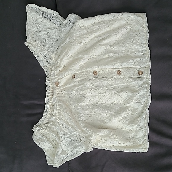 No Boundaries white brown button  off the Shoulder top. Size XXL/2XG - Picture 1 of 4